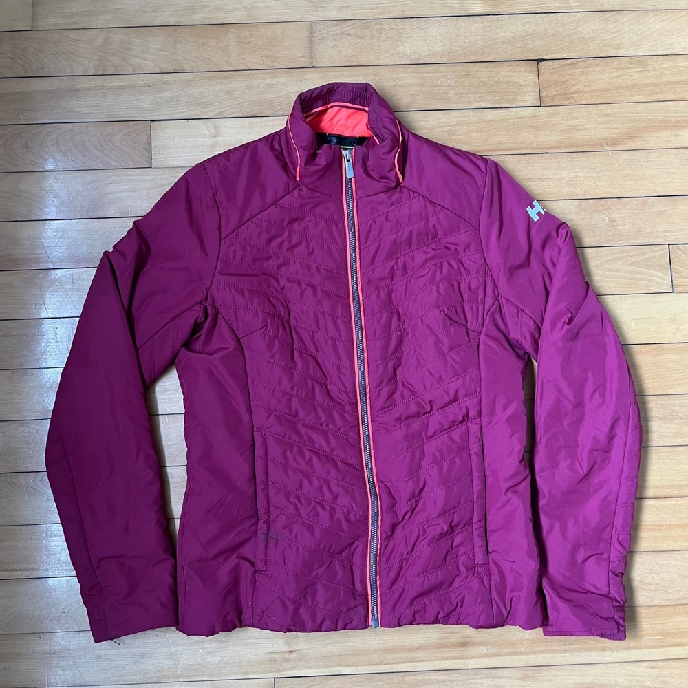 Helly Hansen Magenta Quilted Insulated Full Zip Jacket Womens Small Pink Orange